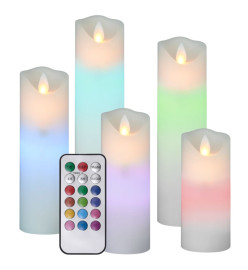 Bougies électriques LED 5 pcs avec télécommande Colorées