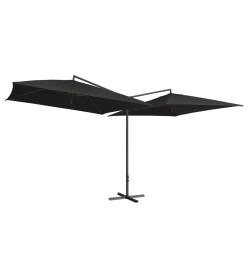 Parasol double avec mât en acier 250 x 250 cm Noir