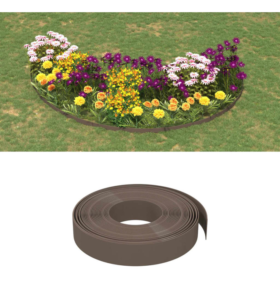 Bordures de jardin 4 pcs marron 10 m 10 cm polyéthylène