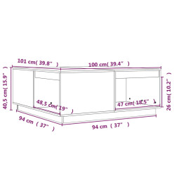 Table basse 100x101x40,5 cm Bois massif de pin