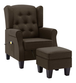 Fauteuil de massage avec repose-pied Marron Tissu