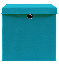 Boîtes de rangement avec couvercles 10pcs 28x28x28cm Bleu azuré