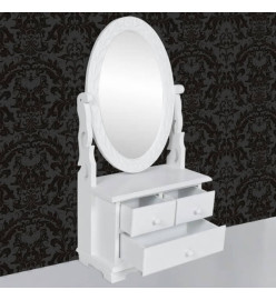 Coiffeuse avec miroir pivotant ovale MDF