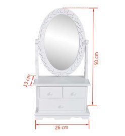 Coiffeuse avec miroir pivotant ovale MDF