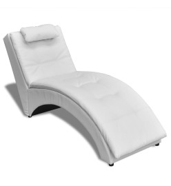 Chaise longue avec oreiller Blanc Similicuir