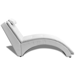 Chaise longue avec oreiller Blanc Similicuir