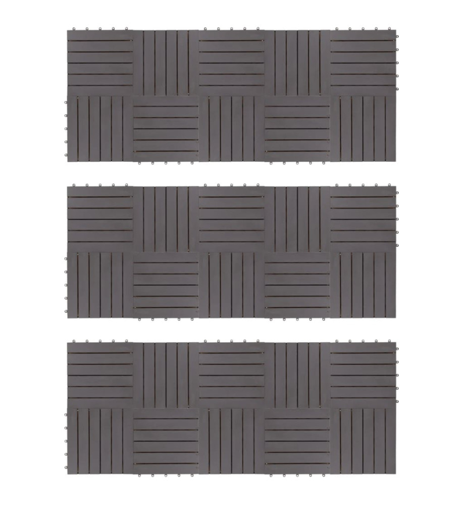 Carreaux de terrasse 30pcs Délavage gris 30x30 cm Acacia solide