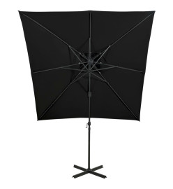 Parasol déporté à double toit 250x250 cm Noir