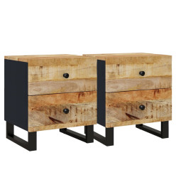 Tables de chevet 2 pcs 40x33x46 cm Bois de manguier solide