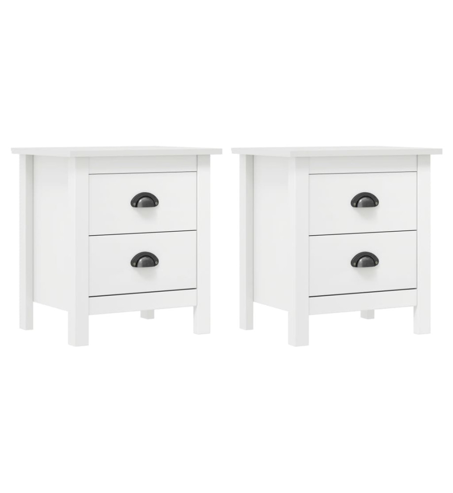 Tables de chevet Hill 2 pcs Blanc 46x35x49,5 cm Bois pin solide