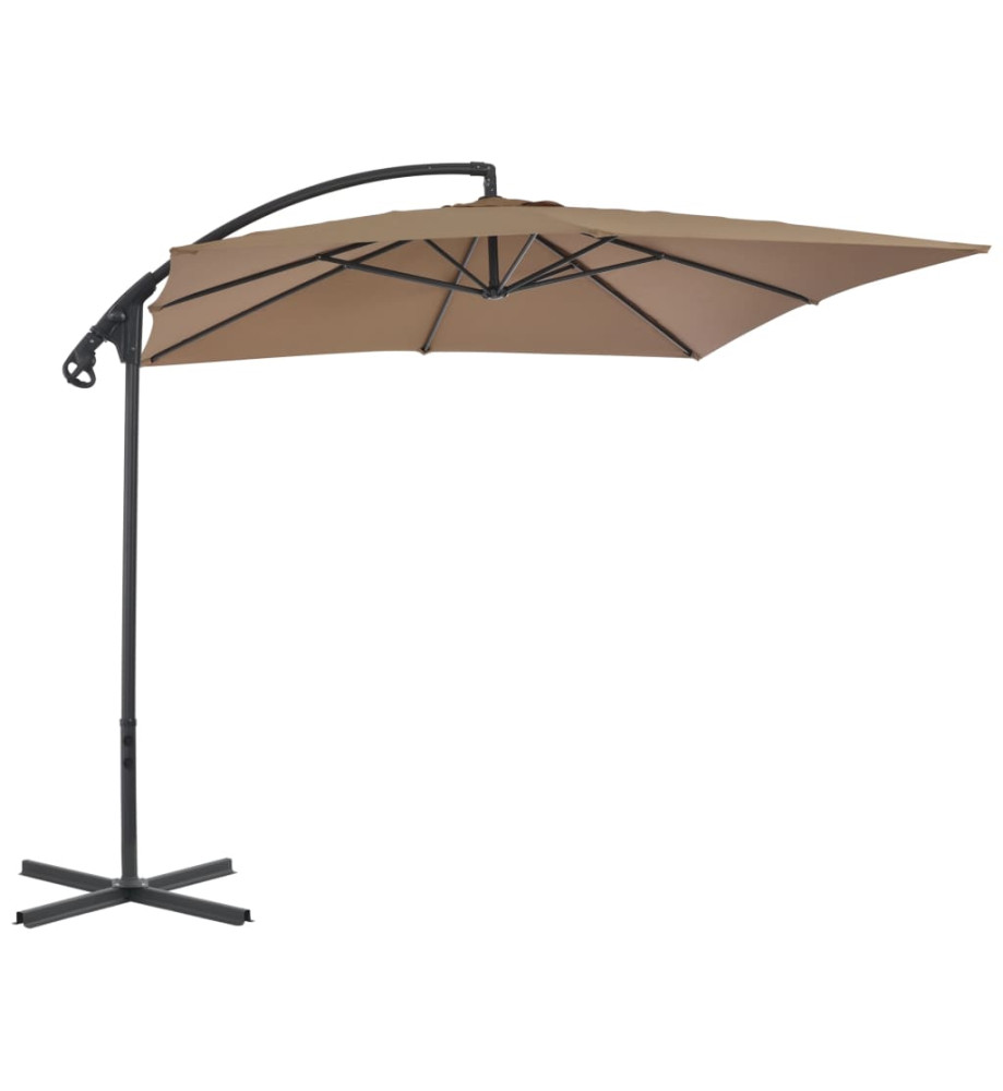 Parasol en porte-à-faux avec poteau en acier 250x250 cm Taupe