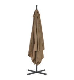 Parasol en porte-à-faux avec poteau en acier 250x250 cm Taupe