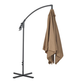 Parasol en porte-à-faux avec poteau en acier 250x250 cm Taupe