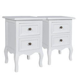 Table de chevet 2 pcs avec 2 tiroirs MDF Blanc