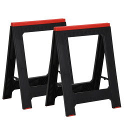 Tréteaux de travail pliables 2 pcs PP Noir et rouge 350 kg