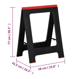 Tréteaux de travail pliables 2 pcs PP Noir et rouge 350 kg