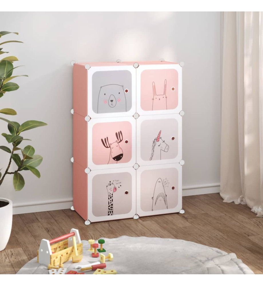 Armoire de rangement pour enfants avec 6 cubes Rose PP