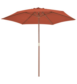 Parasol d'extérieur avec mât en bois 270 cm Terre cuite