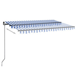 Auvent automatique capteur de vent/LED 400x300 cm Bleu et blanc