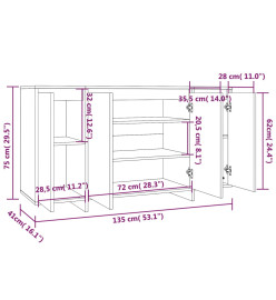 Buffet noir 135x41x75 cm bois d'ingénierie