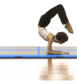 Tapis gonflable de gymnastique avec pompe 400x100x10cm PVC Bleu