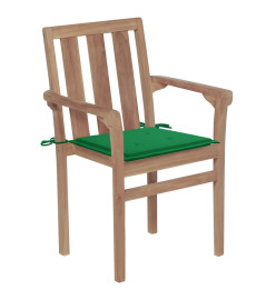 Chaises de jardin empilables avec coussins 4 pcs Teck solide