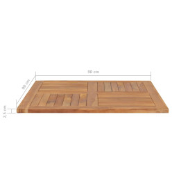 Dessus de table Bois de teck solide Carré 90x90x2,5 cm