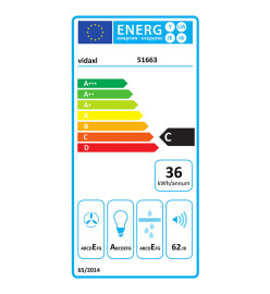 Hotte murale 60 cm Acier inoxydable et verre trempé Blanc