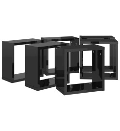 Étagères cube murales 6 pcs Noir brillant 30x15x30 cm