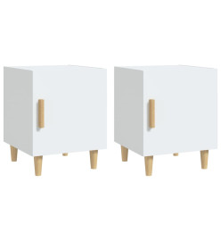 Tables de chevet 2 pcs Blanc Bois d'ingénierie