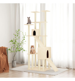 Arbre à chat avec griffoirs en sisal Crème 190 cm