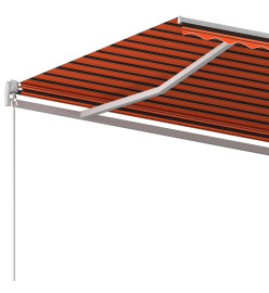 Auvent rétractable automatique et poteaux 4,5x3 m Orange marron