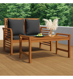 Banc de canapé avec coussins gris foncé Bois d'acacia solide