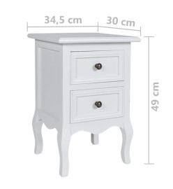 Tables de chevet 4 pcs avec 2 tiroirs MDF Blanc