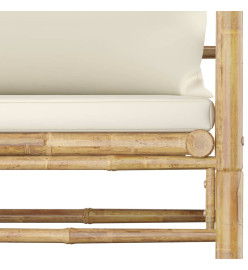 Salon de jardin 7 pcs avec coussins blanc crème Bambou