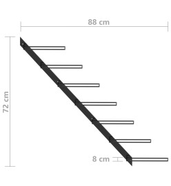 Casier à bouteilles mural pour 7 bouteilles Noir Métal
