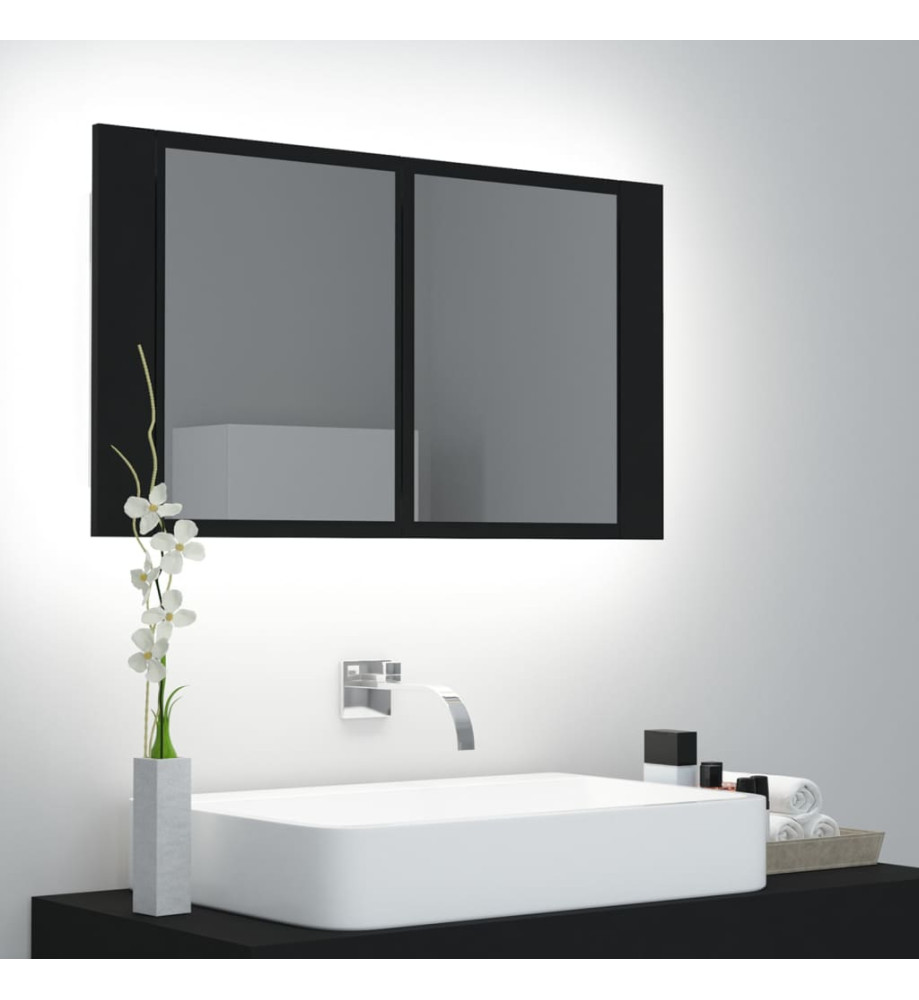 Armoire à miroir de salle de bain LED Noir 80x12x45 Acrylique