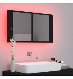 Armoire à miroir de salle de bain LED Noir 80x12x45 Acrylique