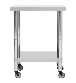 Table de travail de cuisine avec roues 80x45x85 cm Inox