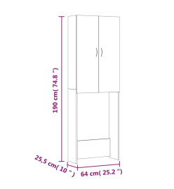 Meuble pour machine à laver Gris béton 64x25,5x190 cm