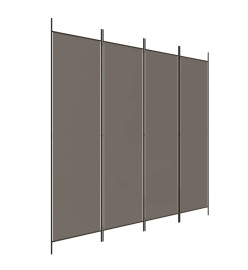 Cloison de séparation 4 panneaux Anthracite 200x200 cm Tissu