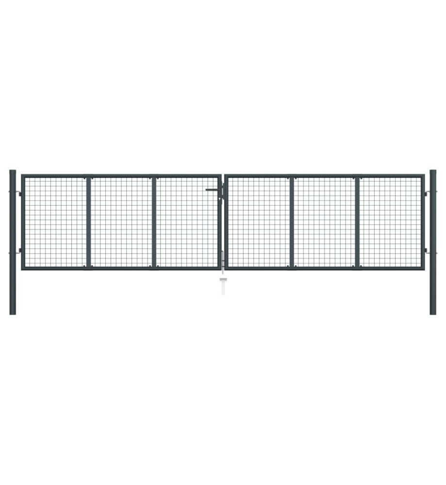 Portail en maille de jardin Acier galvanisé 400 x 125 cm Gris