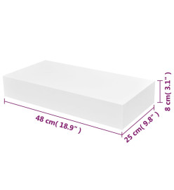 Étagère murale avec 1 tiroir MDF Blanc Rangement de livres