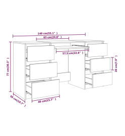 Bureau Sonoma gris 140x50x77 cm Bois d'ingénierie