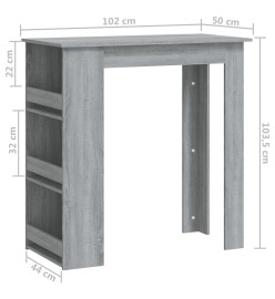 Table de bar avec rangement Sonoma gris 102x50x103,5 cm