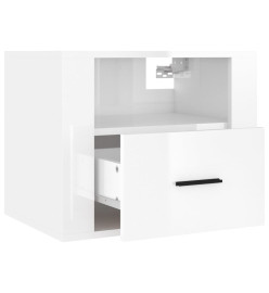 Table de chevet murale Blanc brillant 50x36x40 cm