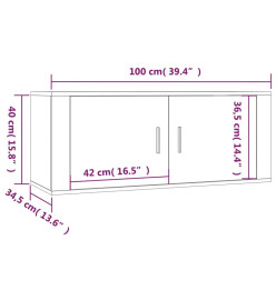 Meuble TV mural Chêne marron 100x34,5x40 cm