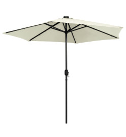 Parasol avec LED et mât en aluminium 270 cm Blanc sable