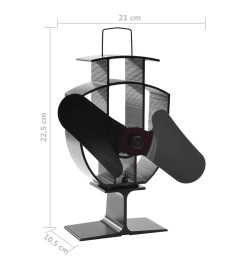 Ventilateur de poêle alimenté par chaleur 2 pales Noir