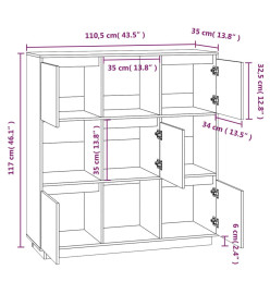 Buffet Blanc 110,5x35x117 cm Bois massif de pin